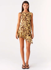 Maris Asymmetrical Mini Dress - Laguna Print