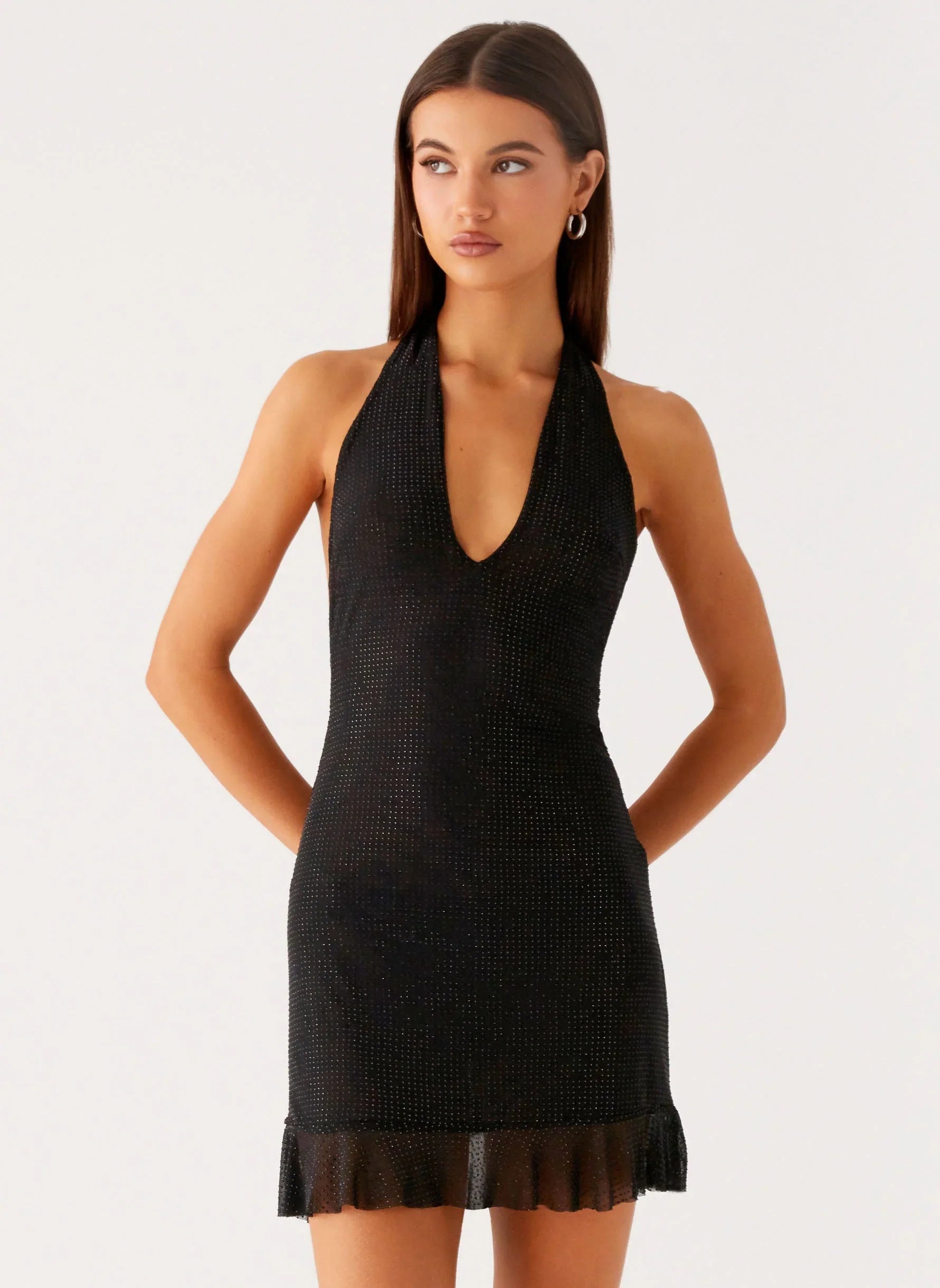Odrella Sequin Mini Dress - Black