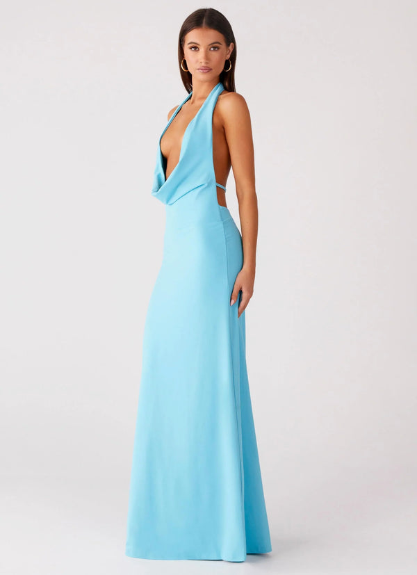 Driftwood Cowl Maxi Dress - Turquoise